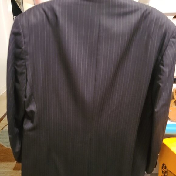 Vintage Ralph Lauren Black, White, Dark Blue Pinstripe Sportscoat Size 42S - Picture 2 of 4